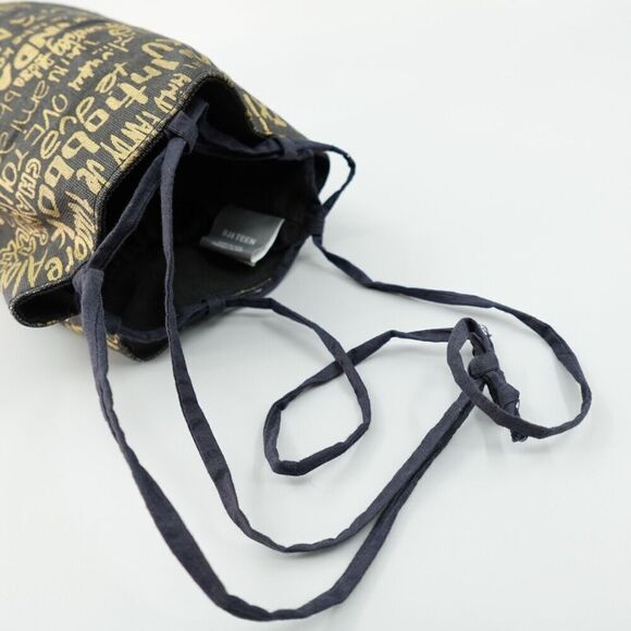 RH Teen Restoration Hardware Bucket Bag Small Black Gold Tone Allover Print - Picture 5 of 12